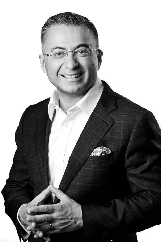 Black and white corporate portrait of Amit Midha of Dell Technologies in a checked jacket — singapore C-suite portrait photography, singapore CEO corporate photographer