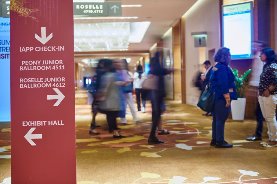 Wayfinding signage for check-in and the exhibit hall at the IAPP Asia Privacy Forum 2024 — singapore corporate events photographer, professional corporate events photography singapore
