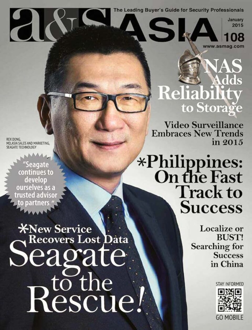 Magazine feature on Seagate storage reliability illustrated with the commissioned executive portrait — singapore C-suite portrait photography, singapore CEO corporate photographer